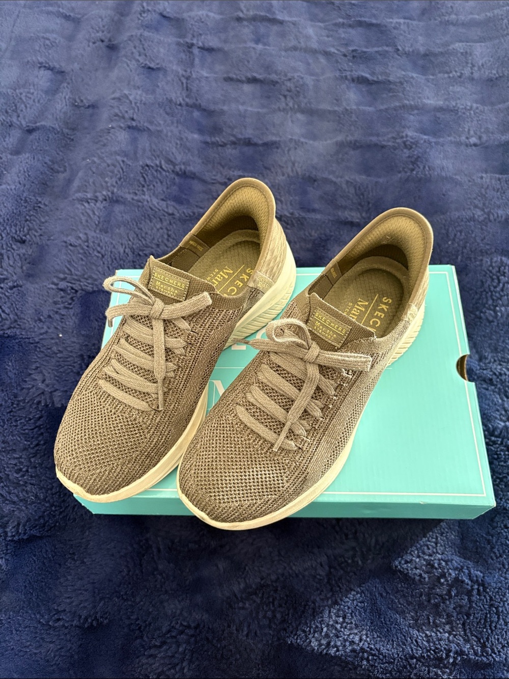Skechers Women’s Knit Lace-Up Sneakers in Olive